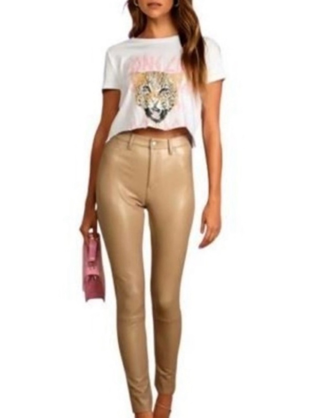 7 for all mankind Faux Leather ankle pants, size M color tan